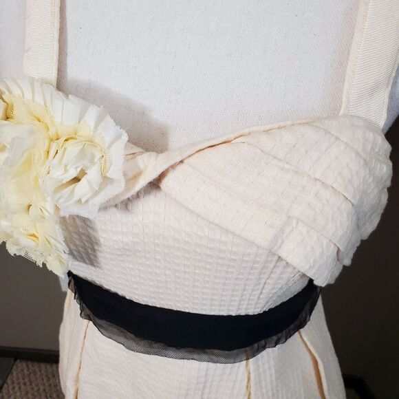 Anthropologie Deletta Dress Size XS Breakfasting Corsage Cream Waffle Knit Dance - Picture 5 of 12